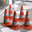 Five Traffic Cones Huddled Together