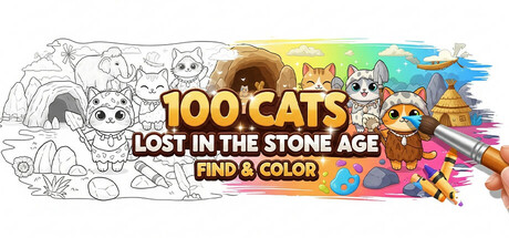 100 Cats Lost in the Stone Age Find & Color