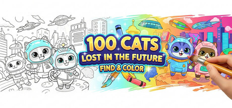 100 Cats Lost in the Future Find & Color