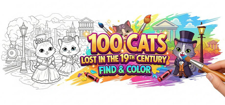 100 Cats Lost in the 19th Century Find & Color
