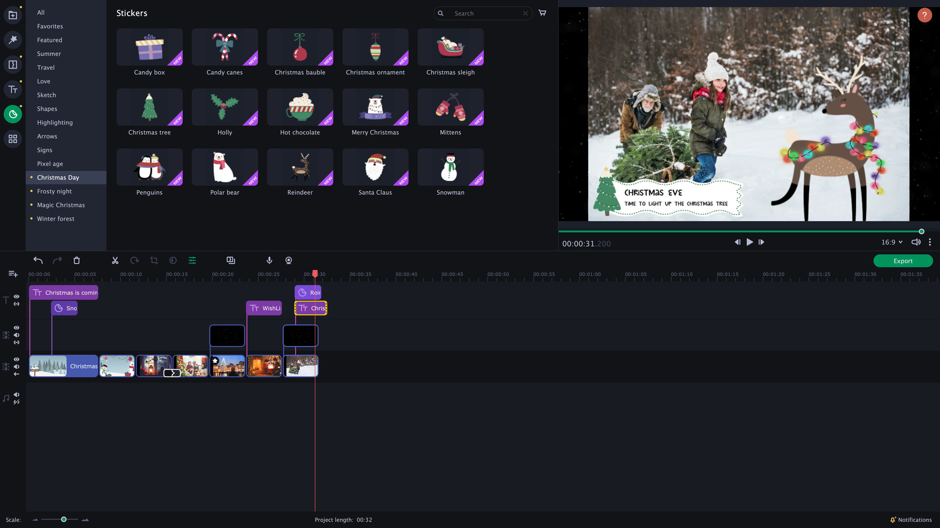 Movavi Slideshow Maker 8 Effects - Christmas Party Set