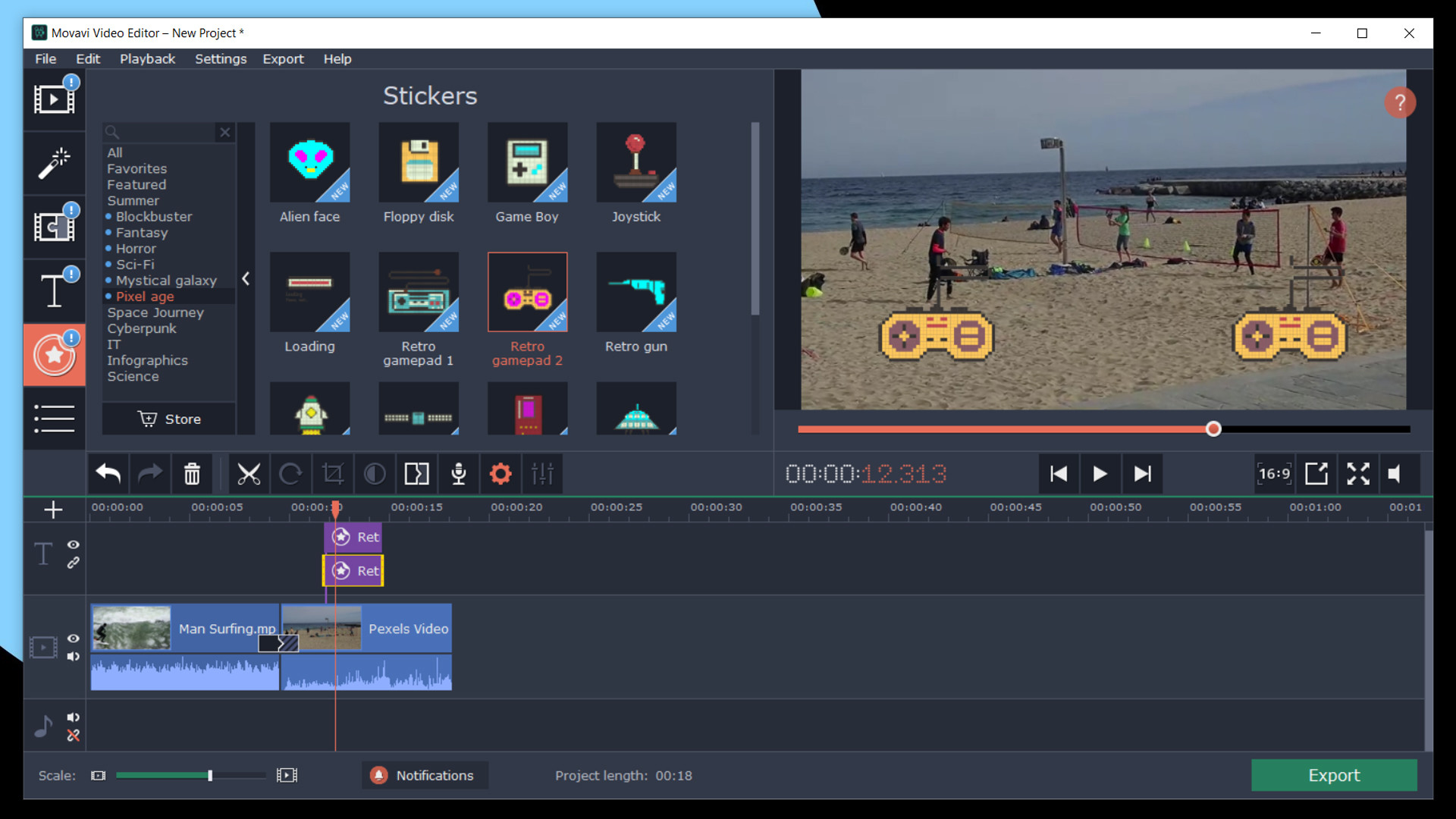 Movavi Video Suite 2022 Effects - Pixel Age Pack