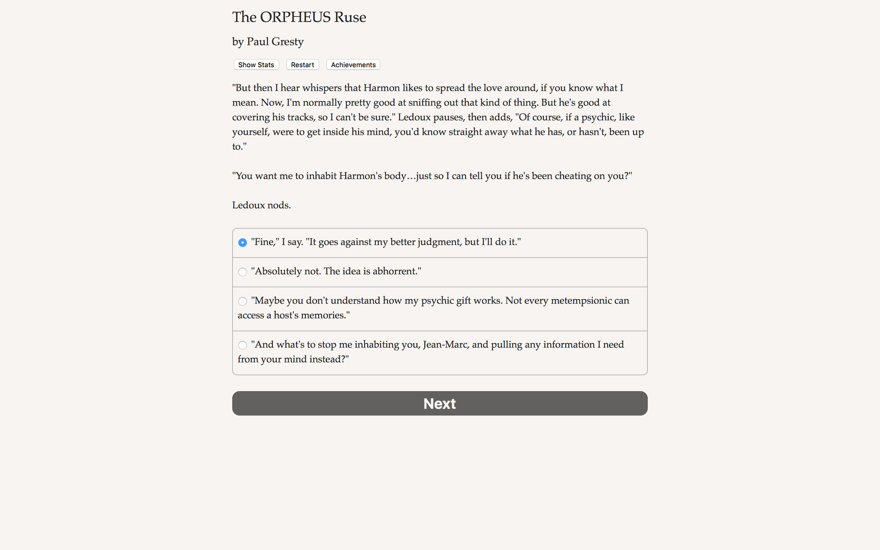 The ORPHEUS Ruse Demo