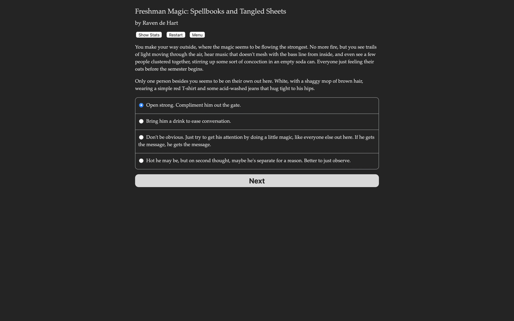 Freshman Magic: Spellbooks and Tangled Sheets Demo