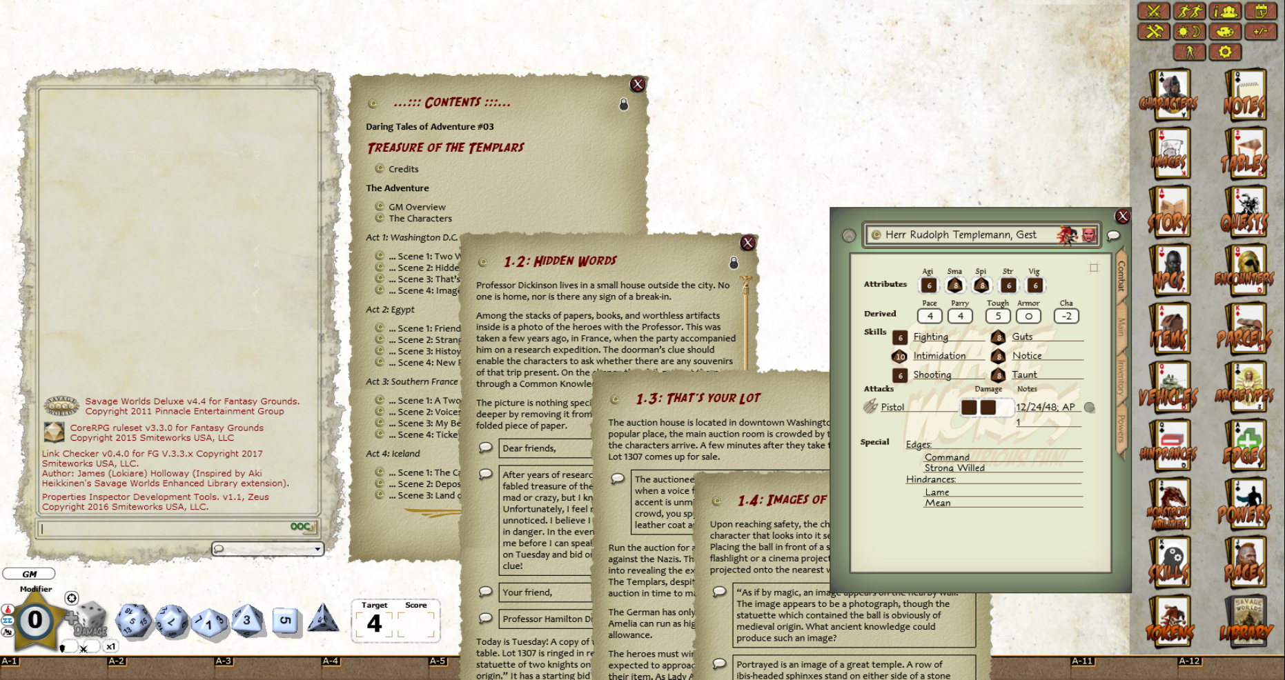 Fantasy Grounds - Daring Tales of Adventure 03: Treasure of the Templars (Savage Worlds)