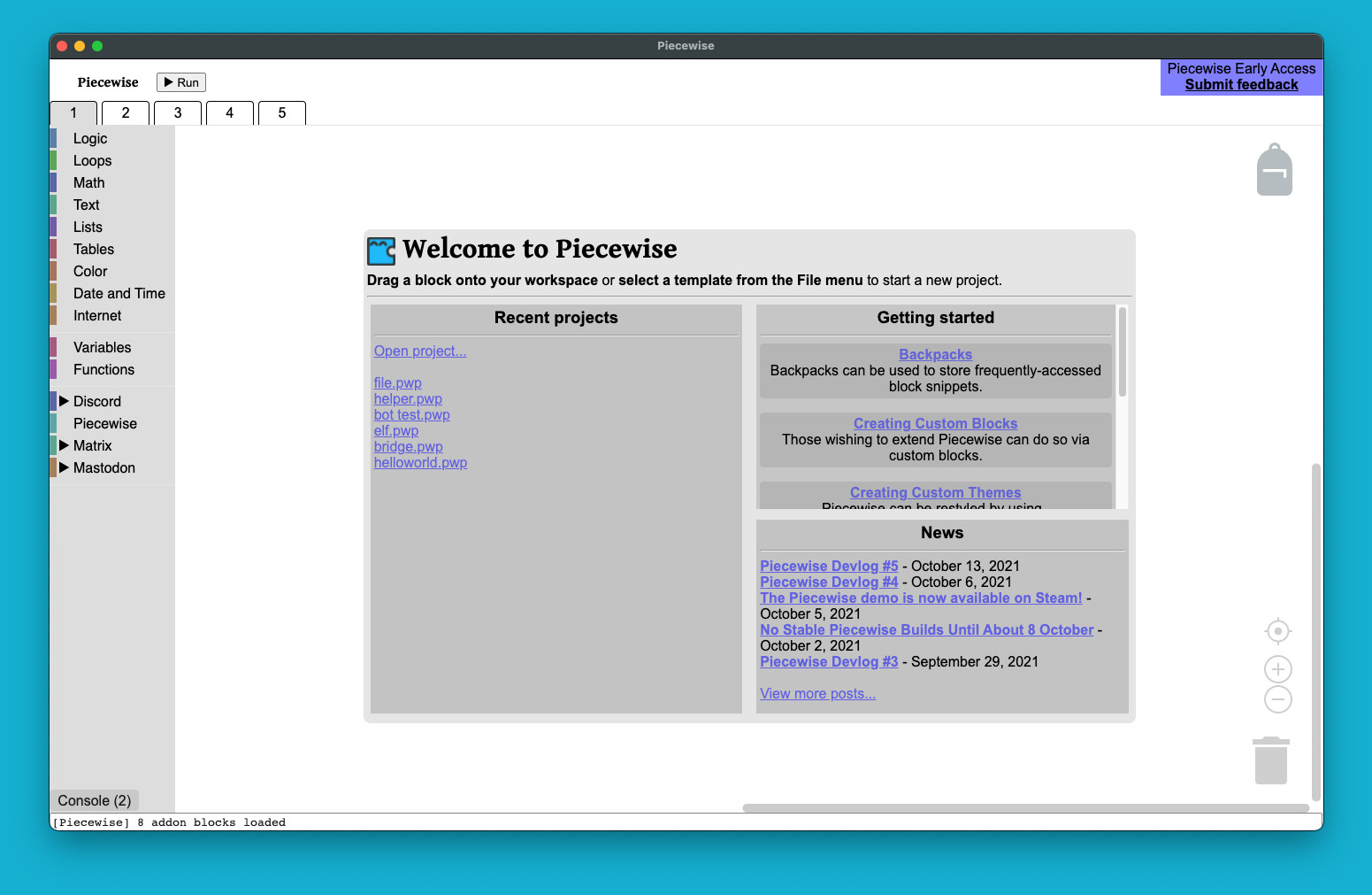 Piecewise: build chat bots with blocks