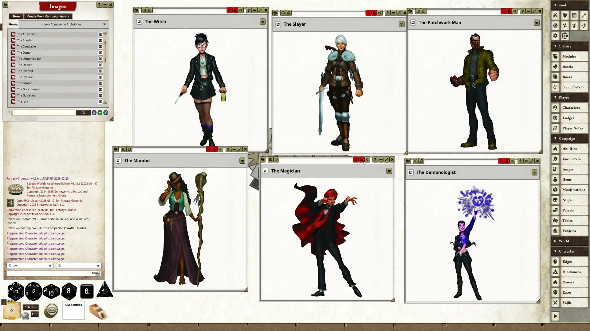 Fantasy Grounds - Horror Companion Archetype Cards