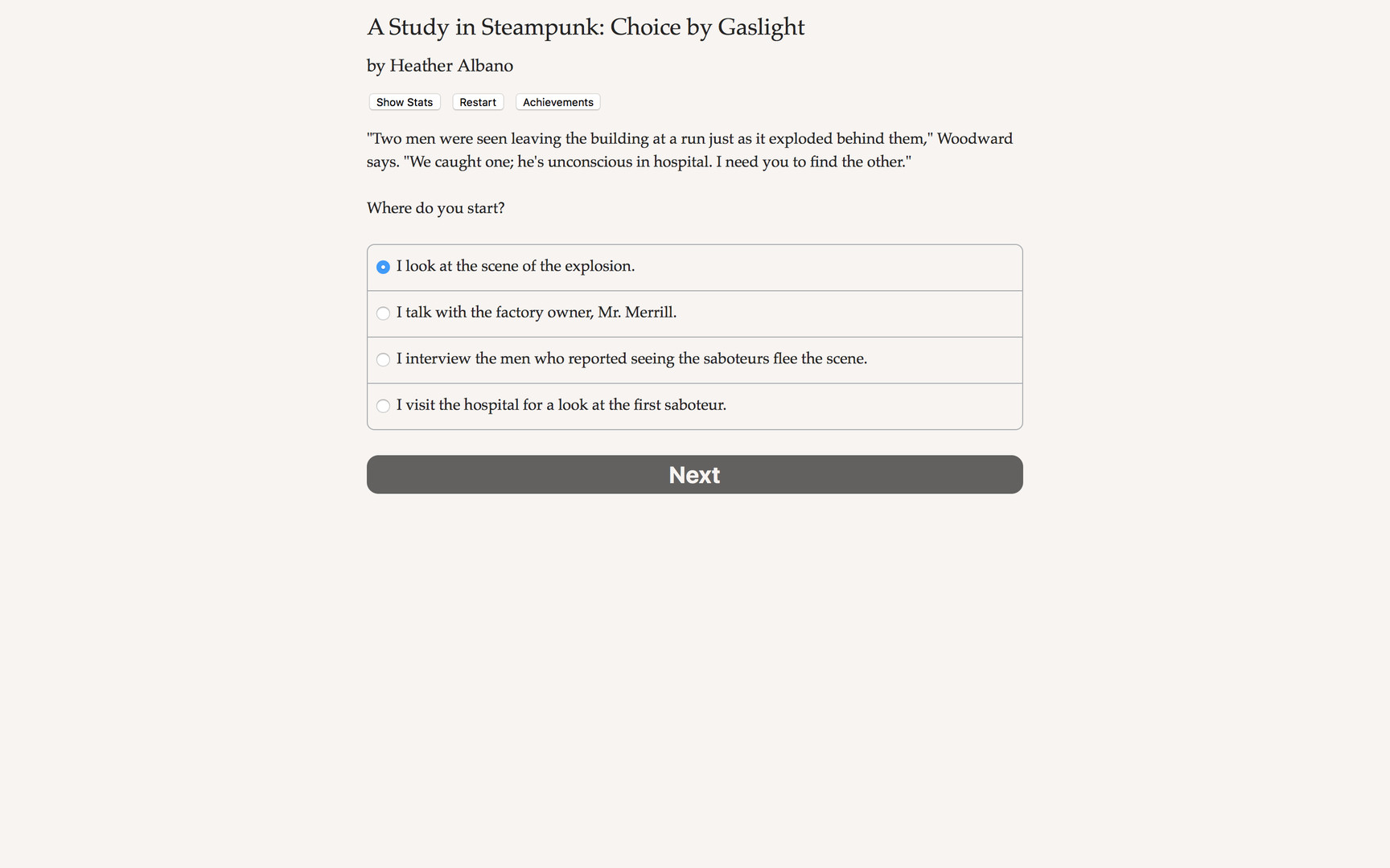 A Study in Steampunk: Choice by Gaslight