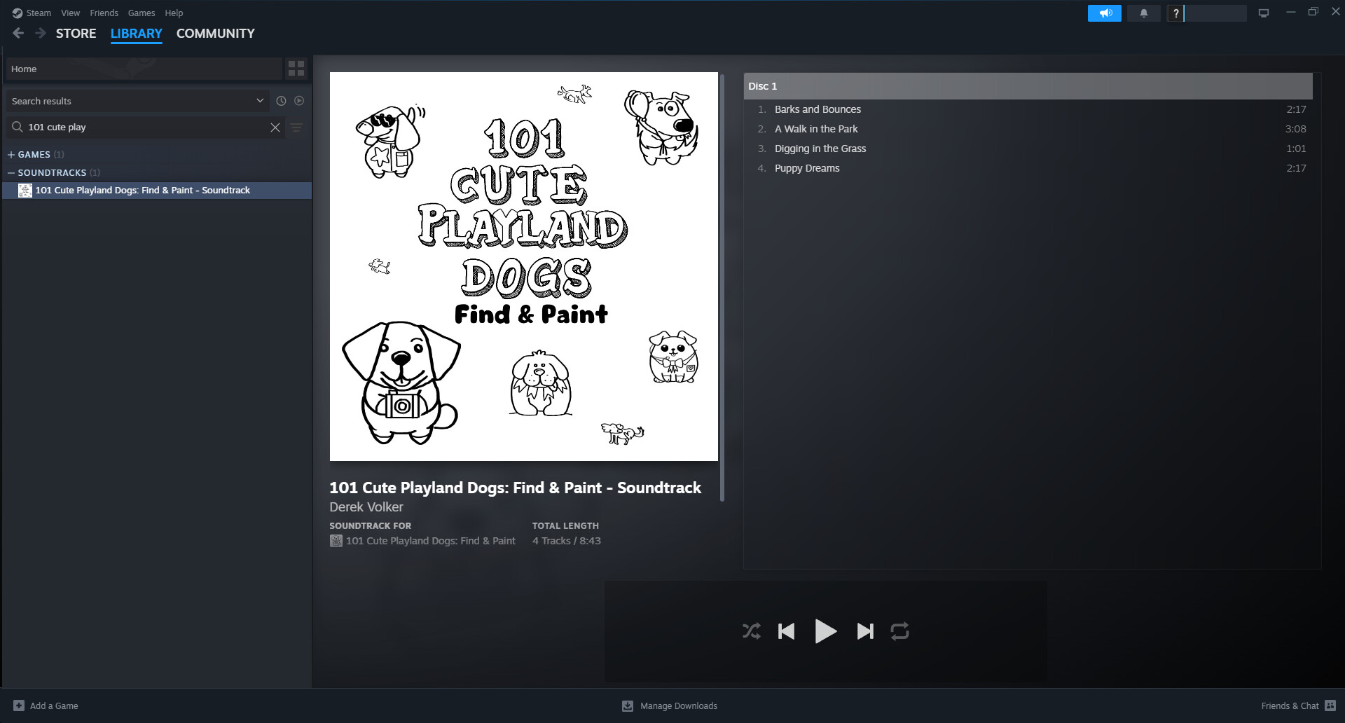 101 Cute Playland Dogs: Find & Paint - Soundtrack