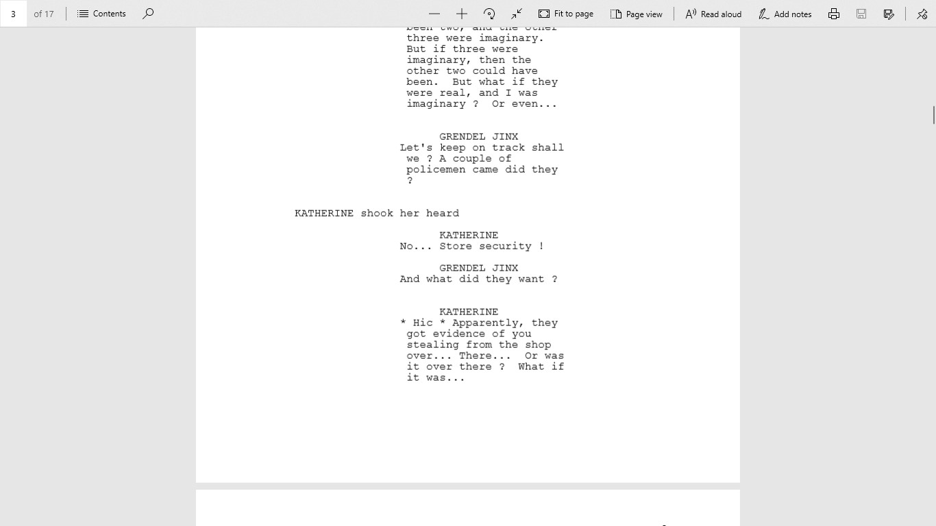 Welcome To... Chichester 1/Redux : Katherine's Game Script