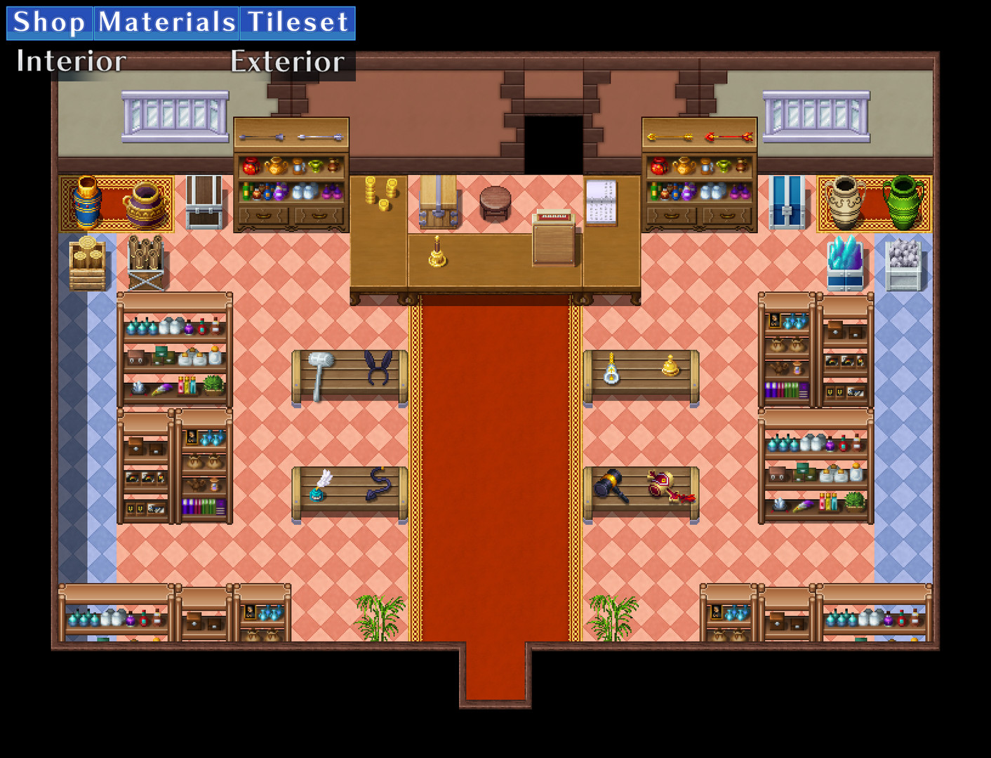 RPG Maker MZ - Shop Materials Tileset - Interior / Exterior