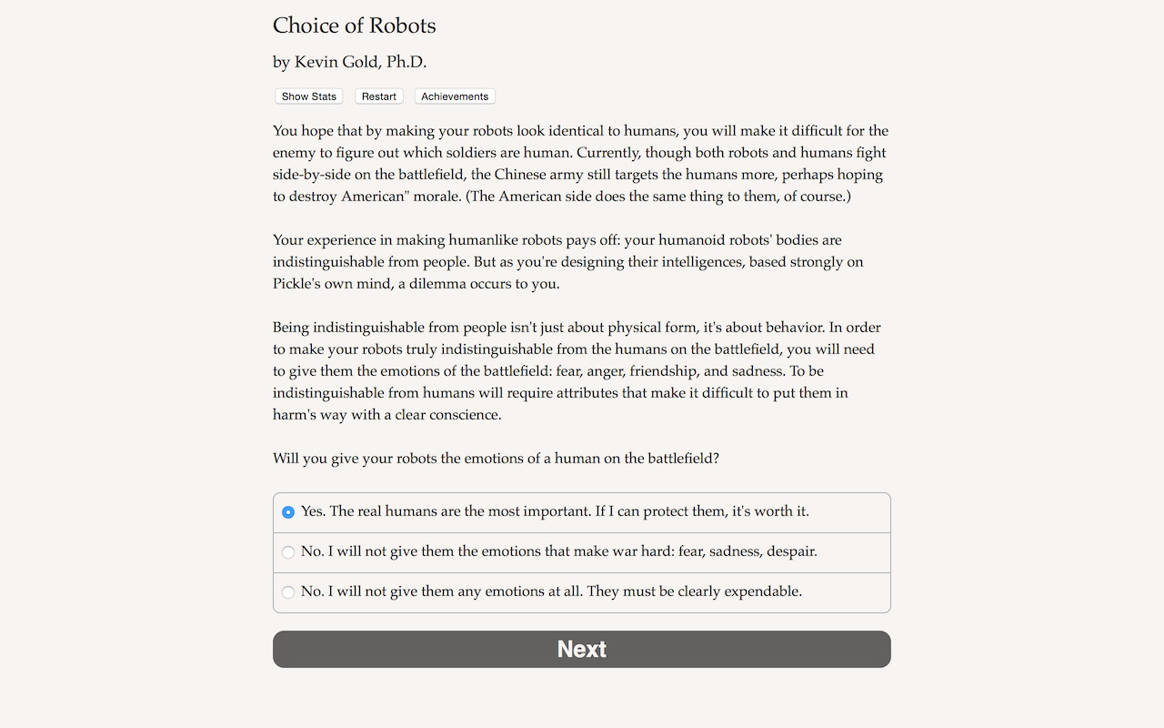 Choice of Robots Demo