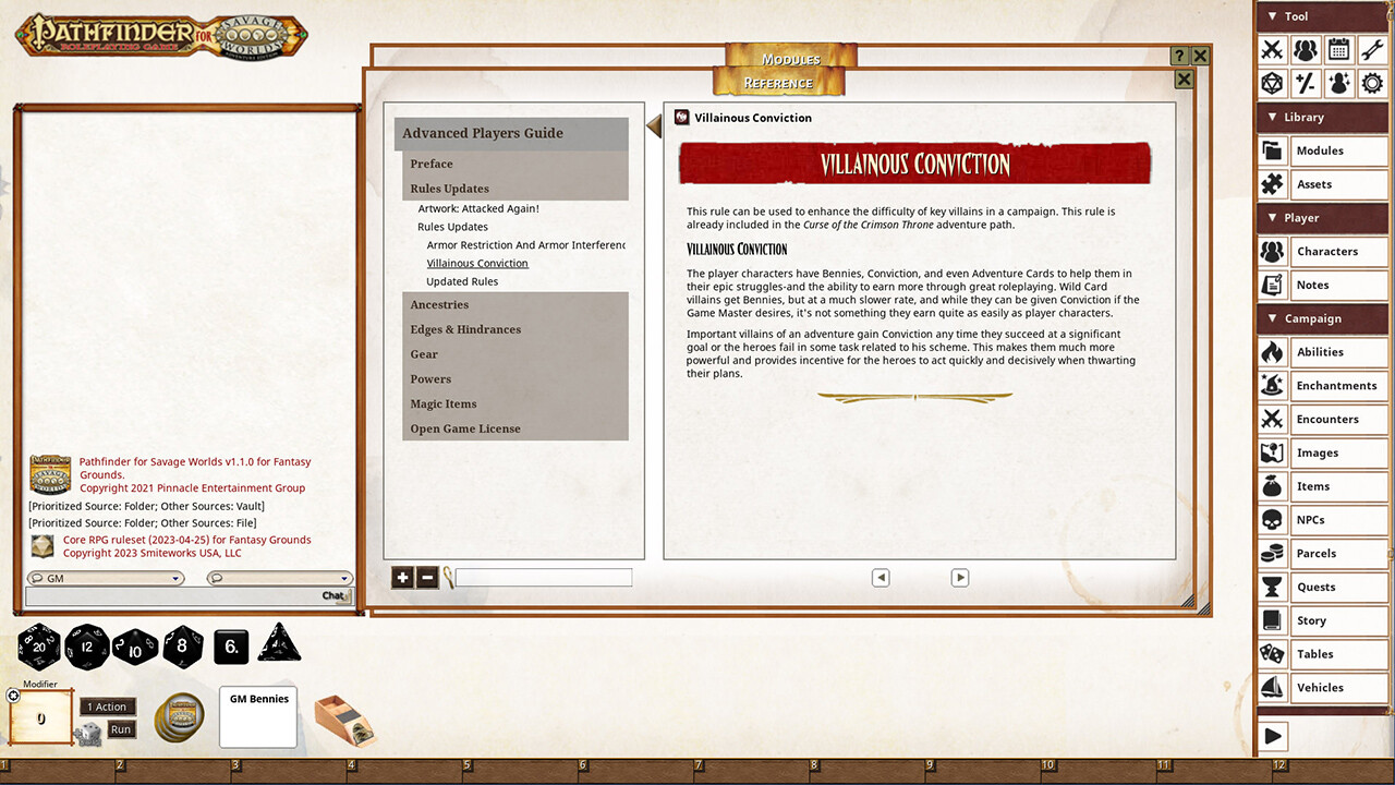 Fantasy Grounds - Pathfinder for Savage Worlds: Advanced Player's Guide