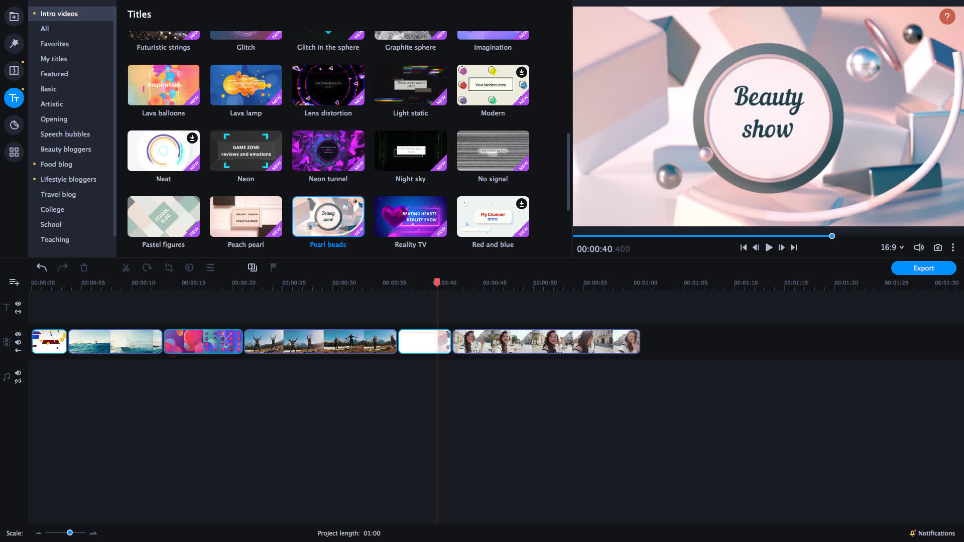 Movavi Video Editor Plus 2021 Effects - Trendy Intro Set