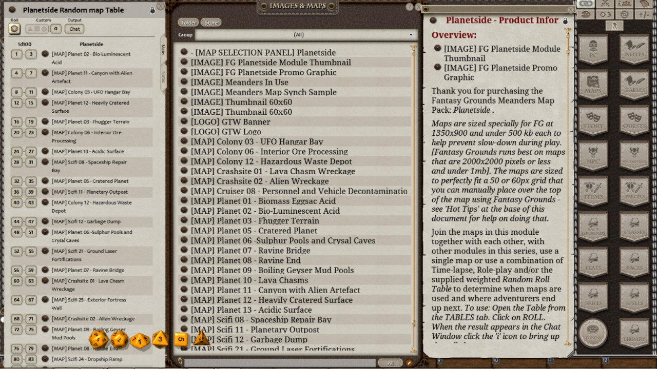 Fantasy Grounds - Meanders Map Pack: Planetside (Map Pack)