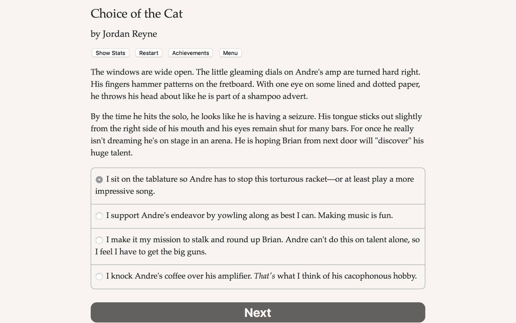 Choice of the Cat
