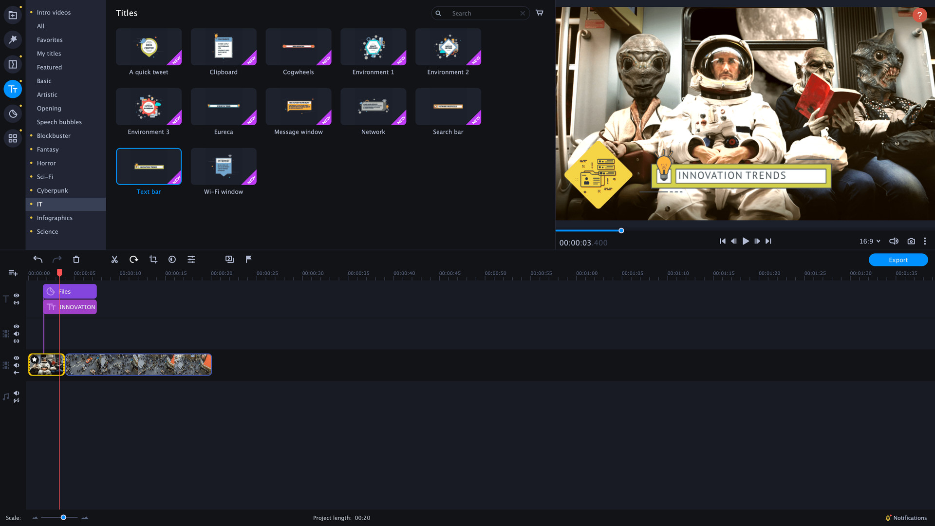 Movavi Video Editor Plus 2021 Effects - Technology Set