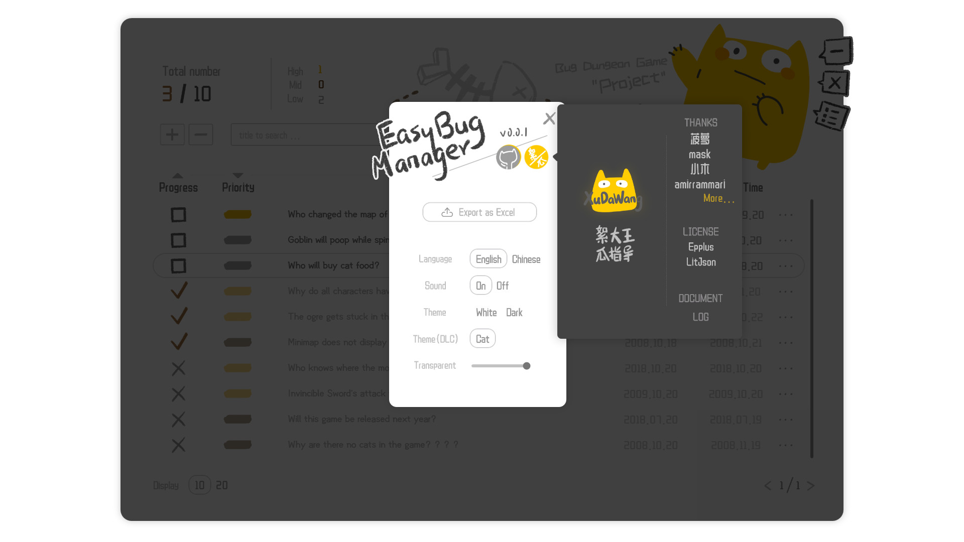 Easy Bug Manager - Cat Theme