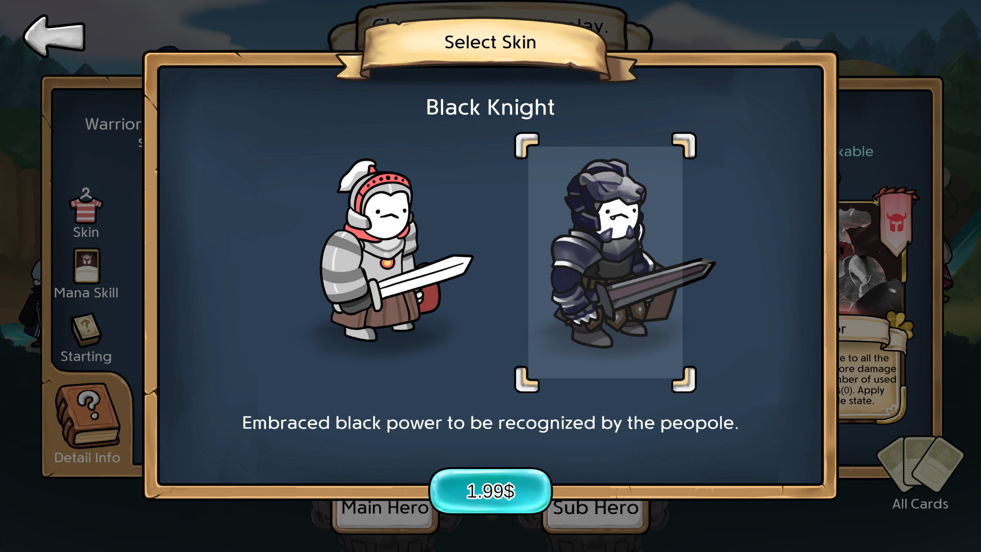 3 Minute Heroes - Black Knight (Warrior Skin)