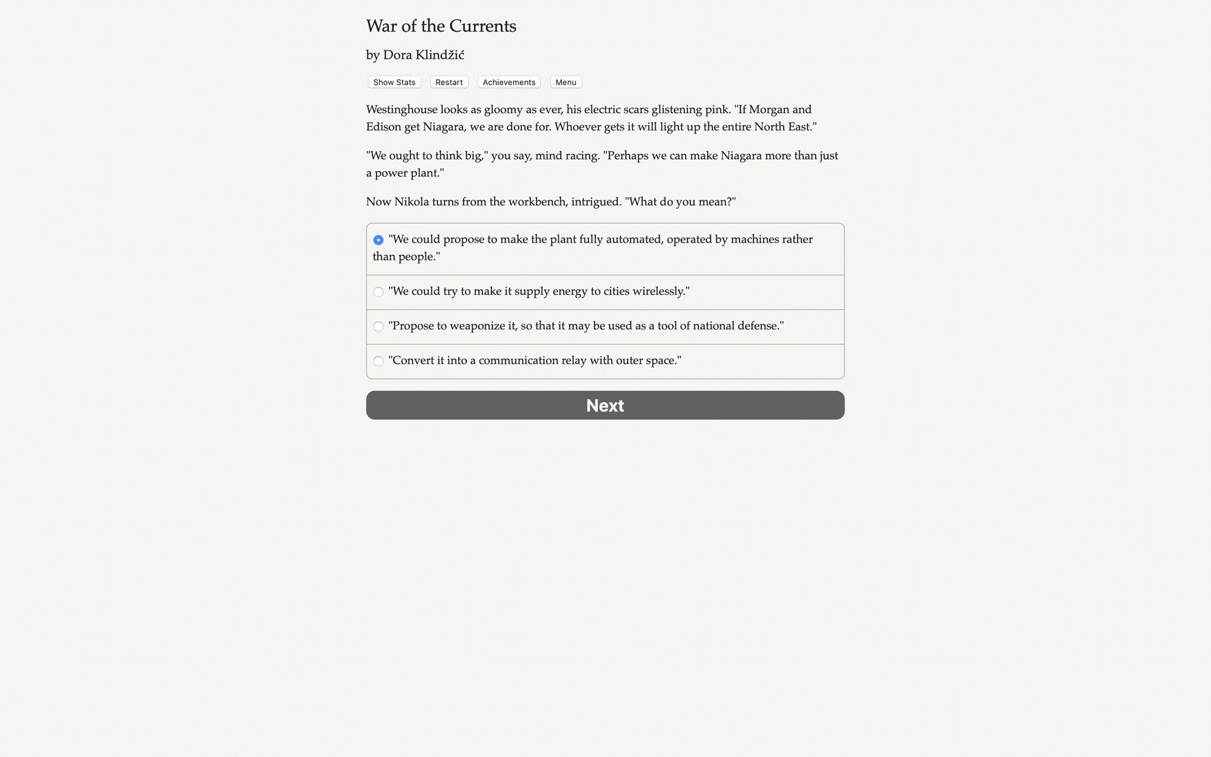 Nikola Tesla: War of the Currents Demo
