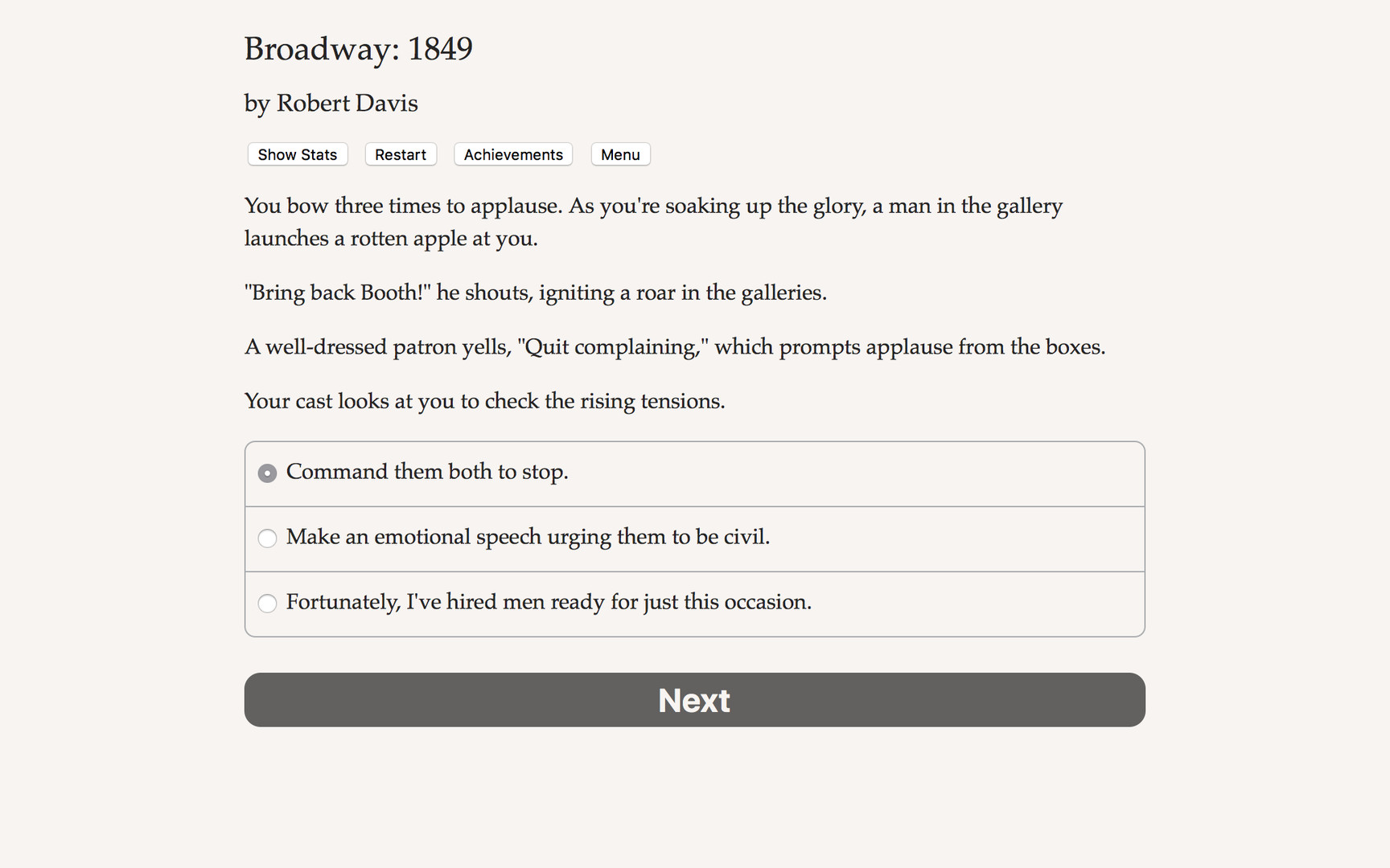 Broadway: 1849 Demo